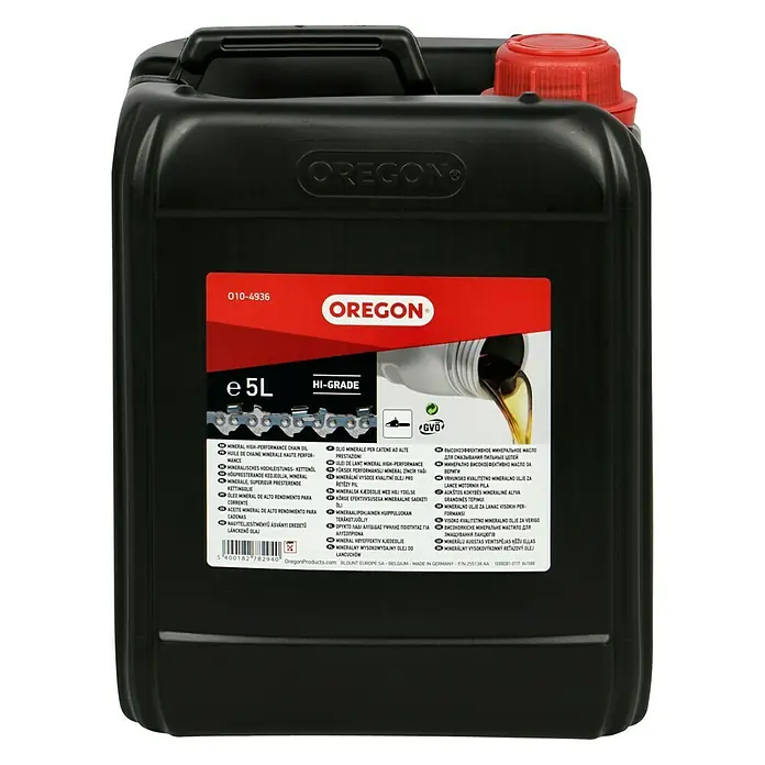 Oregon Aceite para cadena - 5 l - Aceite de cadena de alto rendimiento Oregon en bidón de 5 litros para una lubricación óptima y larga duración.