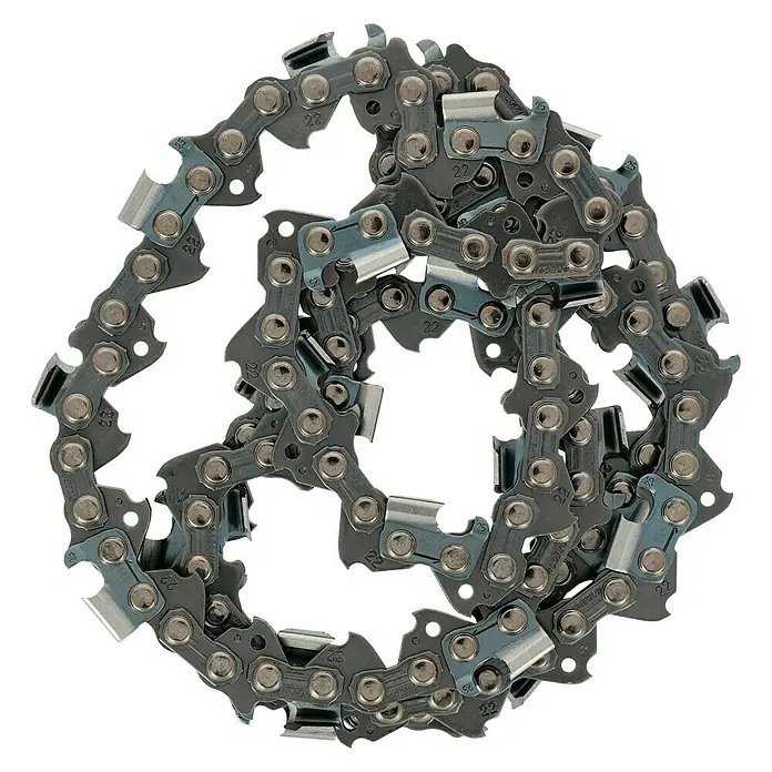 Oregon Sägekette - Schnittlänge: 38 cm, Nutbreite: 1,6 mm - Nahaufnahme einer Stihl Sägekette. Präzisionsgefertigt für optimale Leistung beim Schneiden von Holz.