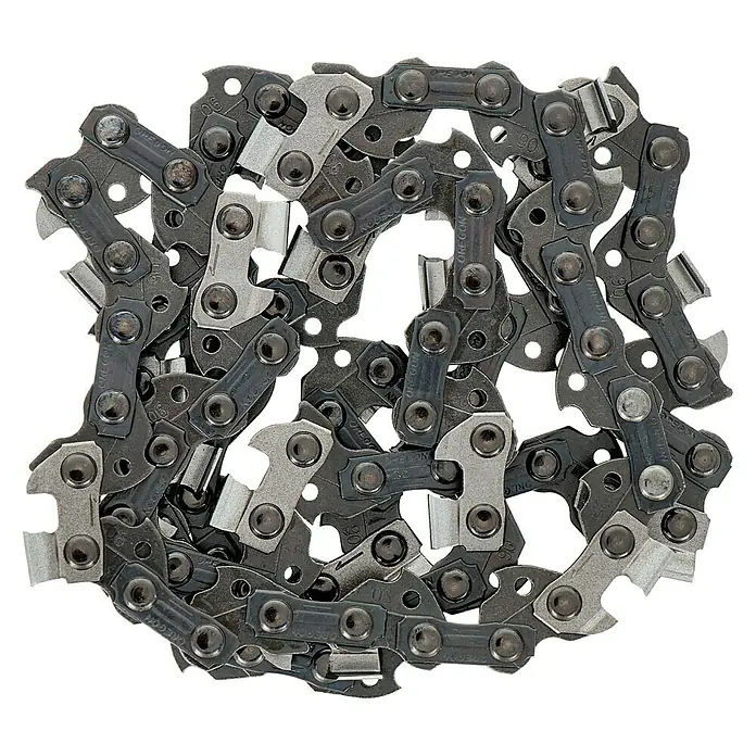 Oregon Sägekette Micro-Lite - Schnittlänge: 30 cm, Anzahl Treibglieder: 45 Stk., Nutbreite: 1,1 mm - Nahaufnahme einer neuen Oregon-Kettensägkette. Die Sägekette ist mit scharfen Schneidezähnen für optimale Leistung ausgestattet.