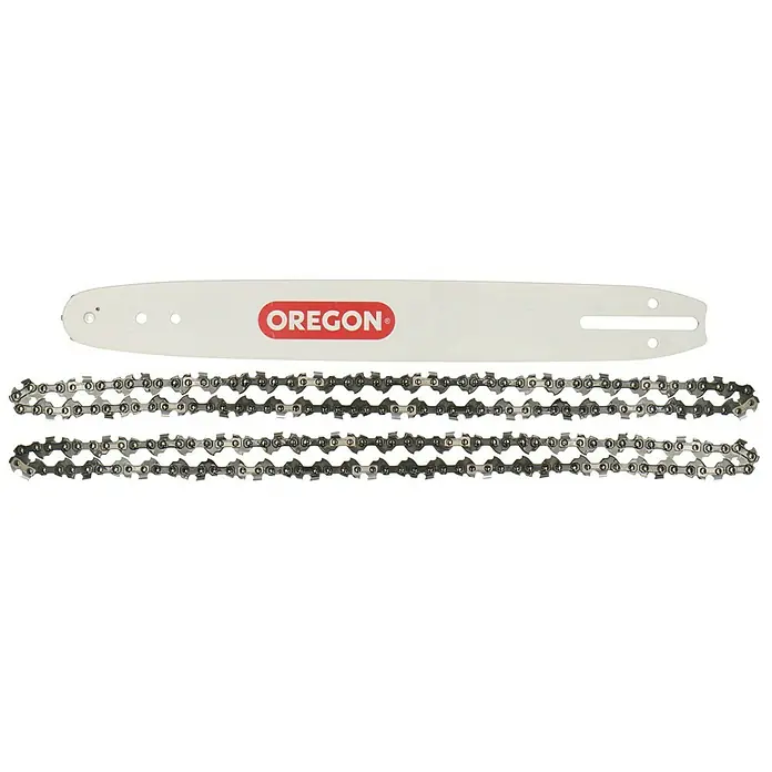 Oregon Ersatz-Schwert Set - Schwertlänge: 35 cm - Ein weißes Oregon-Kettensägenschwert mit zwei dazugehörigen Ketten.