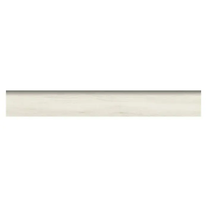 Zócalo cerámico Atelier - 7,2 mm x 60 cm, Blanco, Mate, 18 ud. - Una baldosa de suelo larga, rectangular y de color crema con un sutil veteado, ideal para interiores elegantes.