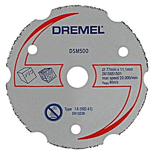 Dremel Karbid-Trennscheibe DSM 500 (Durchmesser Scheibe: 77, Geeignet für: Holz, Schnitttiefe: 20 mm, 1 Stk.)