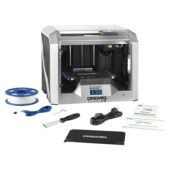 Dremel 3D-Drucker 3D40 FlexMax. Druckvolumen: 254 x 152 x 170 mm, Schichtdicke: 0,05 mm Diagonal View