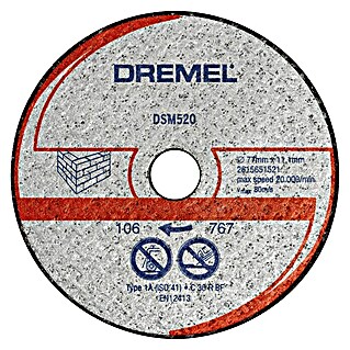 Dremel Doorslijpschijf voor metselwerk DSM520 (77 mm, Geschikt voor: Metselwerk, Zaagdiepte: 20 mm, 2 st.)