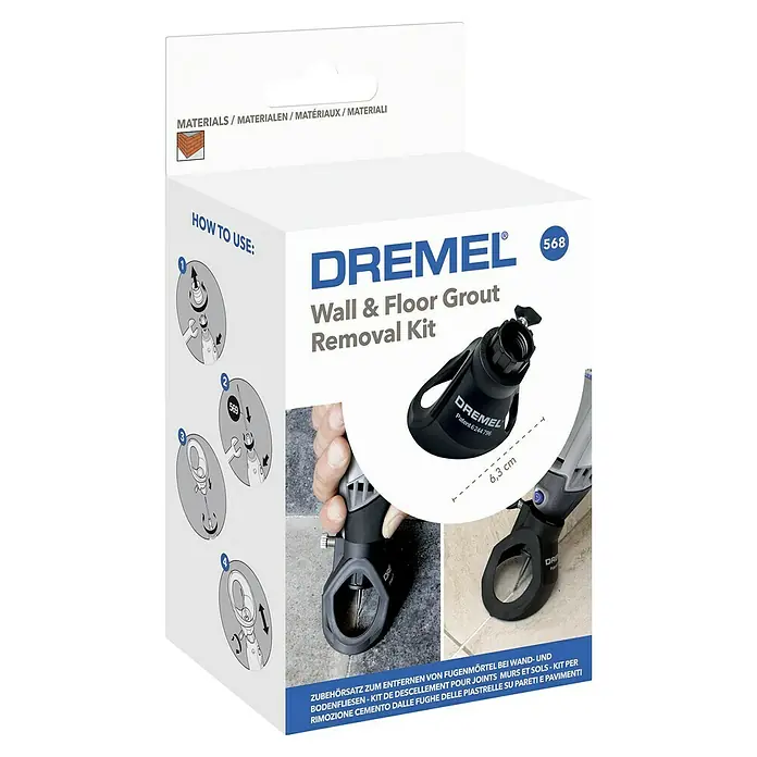 Dremel Fräsvorsatz Mod. 568 - Passend für: Dremel Multifunktionsgeräte, 2 -tlg. - Dremel 568 Wand- und Bodenfugenentfernungs-Set, ideal zum Entfernen von Fugenmasse und zum einfachen Reinigen von Fliesenfugen.
