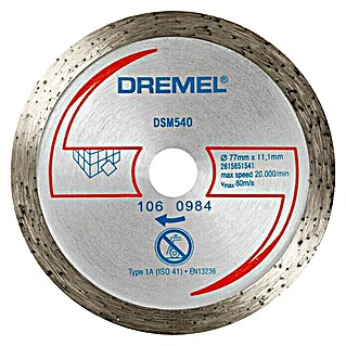 Dremel Disco de corte de diamante DSM 540 (Diámetro disco: 77 mm, Apto para: Azulejos cerámicos, Profundidad de corte: 20 mm)