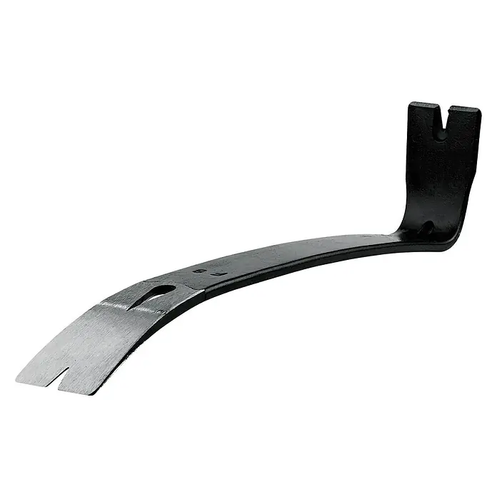 Stanley Präzisionseisen WONDER BAR® - L x B: 340 x 45 mm - Nahaufnahme eines schwarzen Brecheisens mit zwei Enden, perfekt für Hebel- und Abbrucharbeiten.