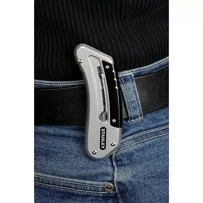 Stanley Taschenmesser Quickslide - 8,7 cm, Silber/Schwarz - Detailaufnahme