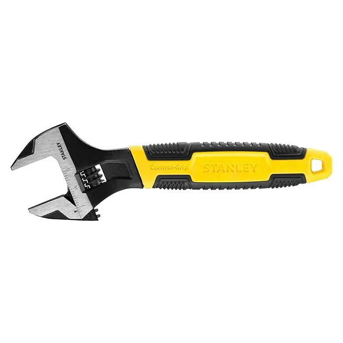Stanley MaxSteel Rollgabelschlüssel - Länge: 200 mm - Verstellbarer Schraubenschlüssel von Stanley mit gelb-schwarzem Griff für präzise Arbeiten in Werkstatt und Haushalt.
