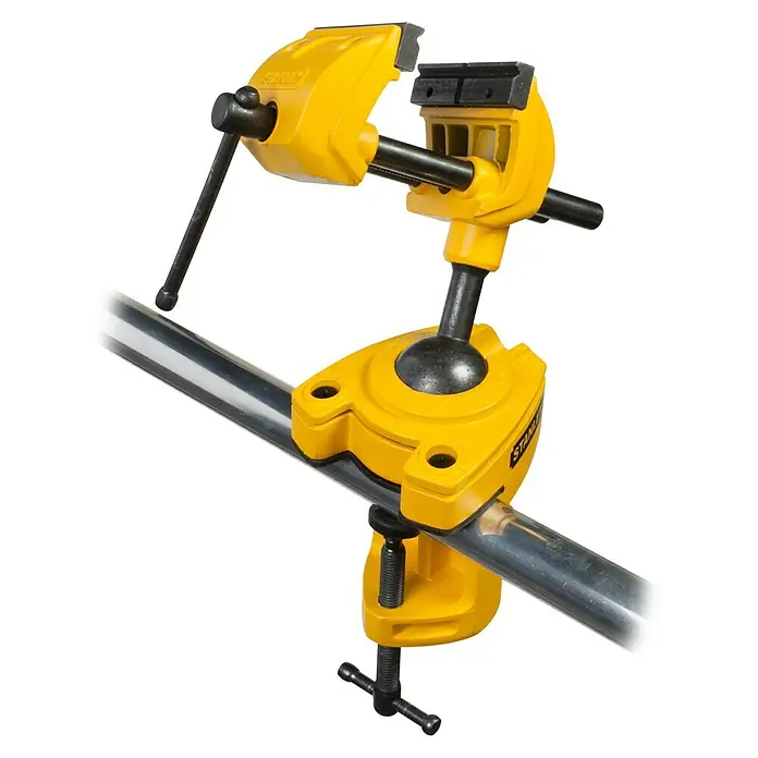 Stanley Schraubstock MaxSteel - Backenbreite: 70 mm - Gelber Stanley-Rohrschraubstock für professionelle Rohrbefestigungen, ideal für Handwerker und Heimwerker, die Wert auf Präzision legen.
