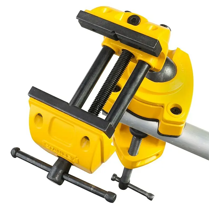 Stanley Schraubstock MaxSteel - Backenbreite: 70 mm - Dieser gelbe Rohrschraubstock ist robust und ideal für die sichere Befestigung von Rohren bei verschiedenen Installationsarbeiten.