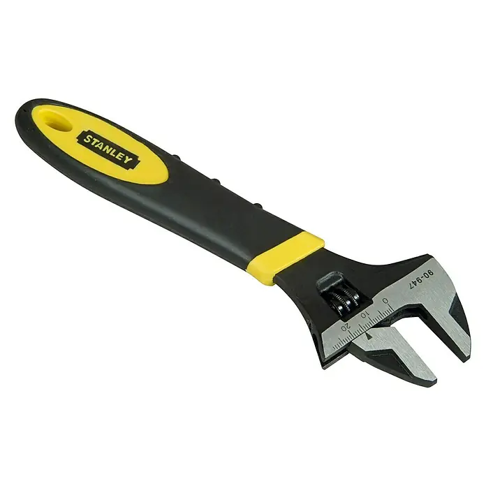 Stanley Rollgabelschlüssel MAXSTEEL™ - Schlüsselweite: 24 mm - Verstellbarer Schraubenschlüssel von Stanley mit schwarzem und gelbem Griff. Ideal für Heimwerker und professionelle Anwendungen.