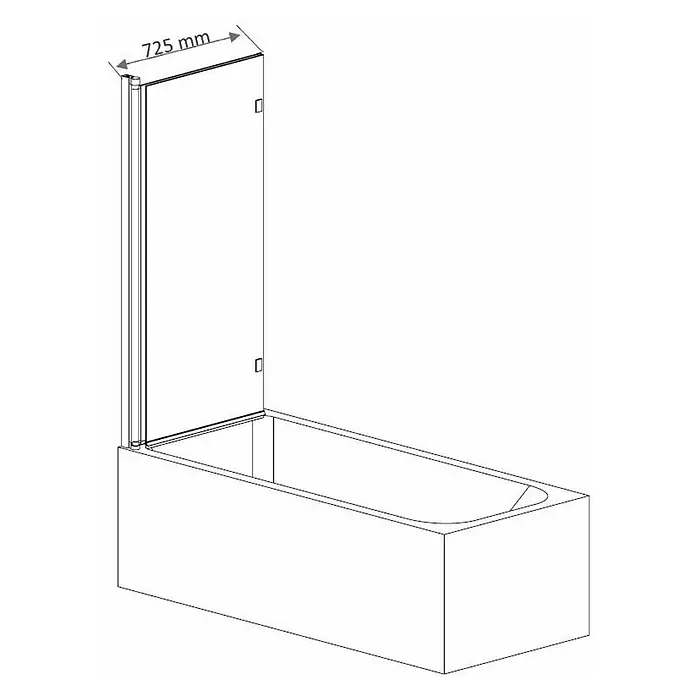 Camargue Vario Badewannenaufsatz S85 - B x H: 140 x 150 cm, 2 Stk., Chrom - Produktbild einer Badewanne mit Duschwand. Die Duschwand ist 725 mm breit und bietet Spritzschutz beim Duschen.