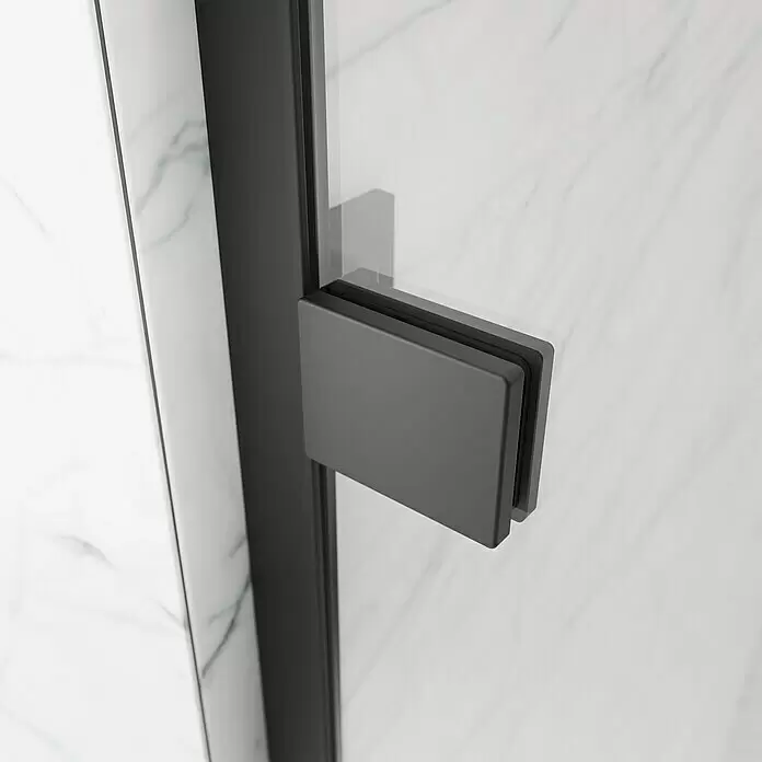 Camargue Air 2.0 Eckdusche B73L+B78 - L x B x H: 87 x 97 x 200 cm, Beschichtet, Schwarz, Glasstärke: 8 mm, DIN Anschlag: Links - Detailaufnahme