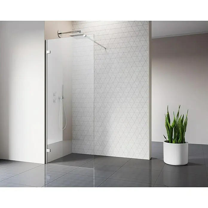 Camargue Air 2.0 Duschwand C76 - B x H: 77 x 200 cm, Beschichtet, Chrom - Moderne Dusche mit Glasabtrennung und Regendusche für ein entspannendes Duscherlebnis. Das minimalistische Design passt perfekt in jedes Badezimmer.