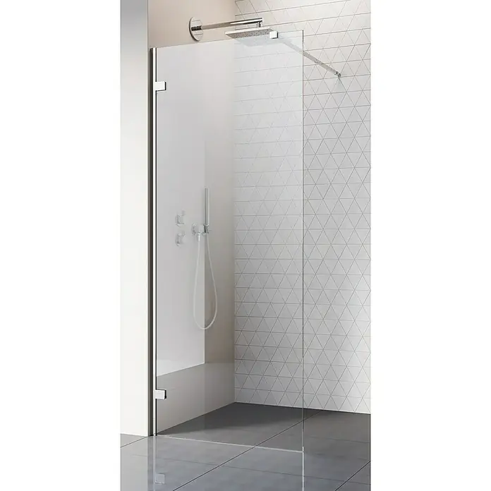 Camargue Air 2.0 Duschwand C76 - B x H: 77 x 200 cm, Beschichtet, Chrom - Klares Duschpaneel mit Chrombeschlägen und einem modernen Duschkopf für ein elegantes Badezimmerdesign.