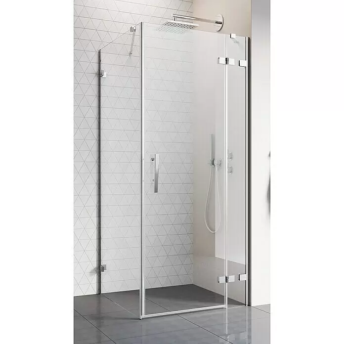 Camargue Air 2.0 Eckdusche C73R+C76 - 87 x 77 x 200 cm, Beschichtet, Chrom, Glasstärke: 8 mm - Klarglas-Duschkabine mit Chrombeschlägen und Griff.