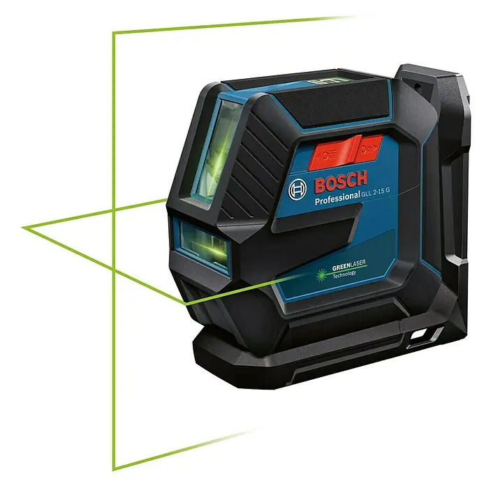 Bosch Professional Linienlaser GLL 2-15 G - Max. Arbeitsbereich: 15 m, 5 -tlg. - Bosch GLL 2-15 G Professional Linienlaser mit grüner Lasertechnologie für präzise Nivellierung im Innenbereich.