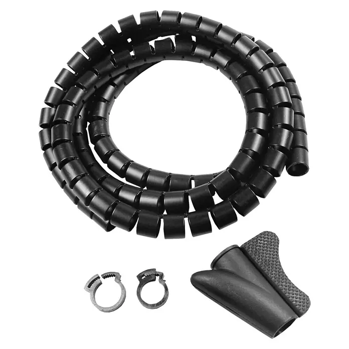 Voltomat Kabelorganisierer - Schwarz, 1,5 m, Durchmesser: 16 mm - Spiralschlauch zur Kabelorganisation mit Zubehör zur einfachen und ordentlichen Kabelführung im Büro oder zu Hause.