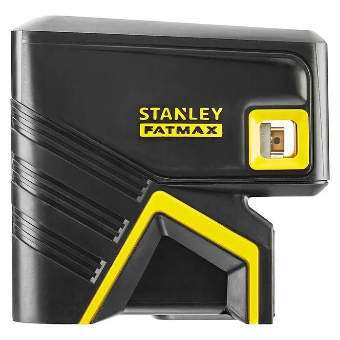 Stanley FatMax Punktlaser FMHT1-77437 - Max. Arbeitsbereich: 45 m, Stativ-Gewinde: ¼″ - Nahaufnahme eines STANLEY Fatmax Laser-Nivelliergeräts in Schwarz und Gelb.