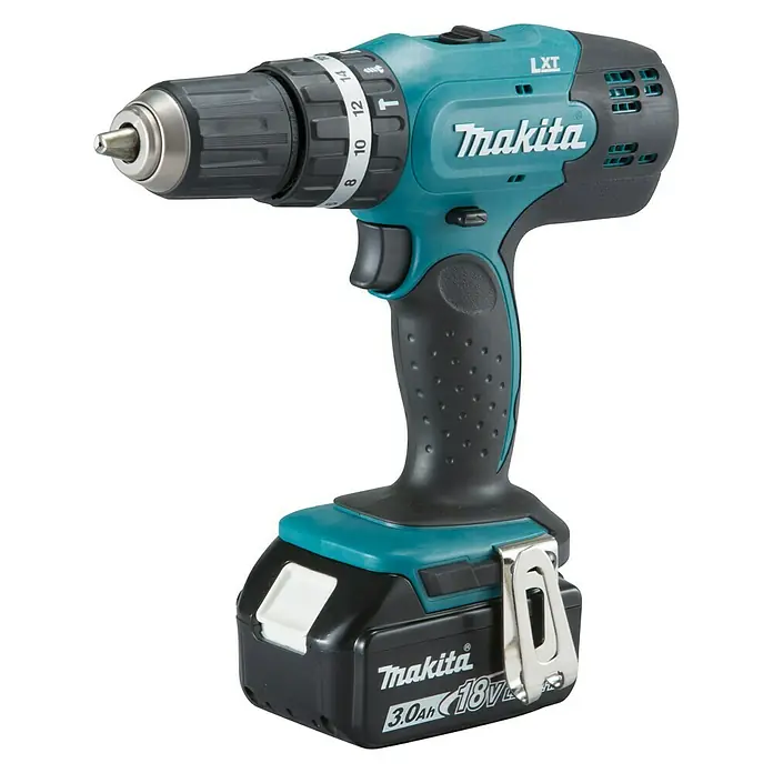 Makita LXT 18V Taladro atornillador percutor de batería DHP453RFE - 18 V, 2 baterías, 3 Ah - Taladro inalámbrico de Makita, una herramienta versátil para atornillar y perforar con batería y un diseño práctico para el uso diario.