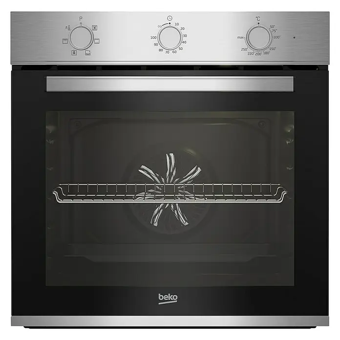 Beko Horno empotrado BBIE12100XD - Volumen horno: 66 l, Número de tipos de calentamiento: 6 ud. - Disparo de un horno empotrado Beko, que muestra su diseño elegante y los controles de temperatura precisos.