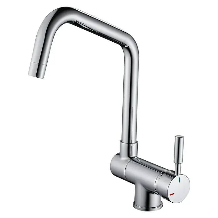 Rousseau Grifo de cocina Mica - Cromo - Grifo de cocina cromado con caño alto y mezclador monomando, ideal para una cocina moderna.