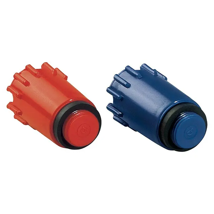 Tapones para pruebas de instalación - Plástico, 2 pzs. - Tapones de aspersores rojos y azules, ideales para el reemplazo o la reparación. Un accesorio esencial para el mantenimiento.