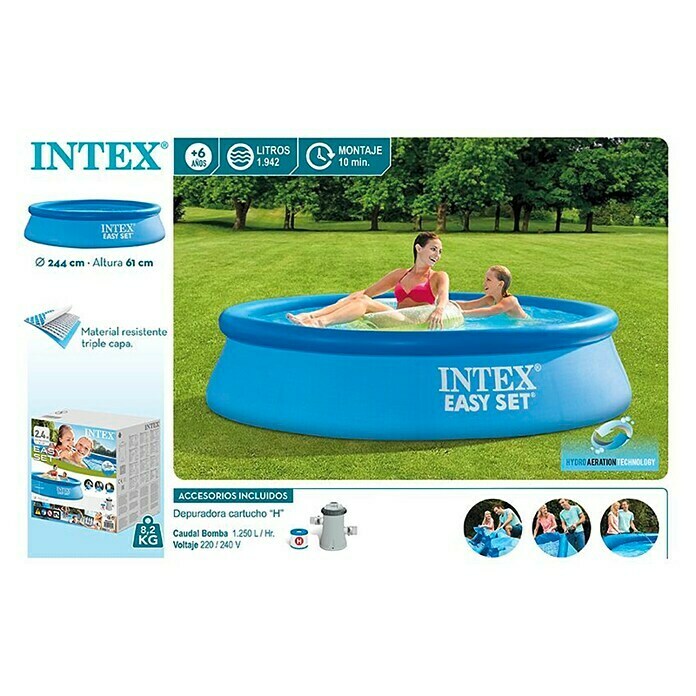 Intex Quick-Up-Pool Easy Set (Ø x H: 244 x 61 cm, Blau, 1 942 l, Mit Filterpumpe) | BAUHAUS