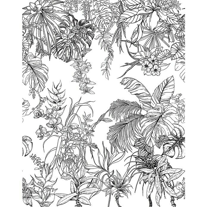 SCHÖNER WOHNEN-Kollektion New Schwarz/Weiß) Digitaldruck (212 270 | cm, Blüten x Spirit Fototapete BAUHAUS
