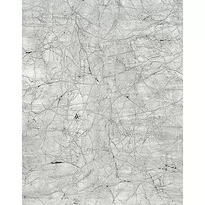SCHÖNER WOHNEN-Kollektion New Spirit Fototapete Digitaldruck Holzstein - 212 x 270 cm, Grau - Hellgraue rissige Betontextur mit dunklen, komplexen Rissmustern.