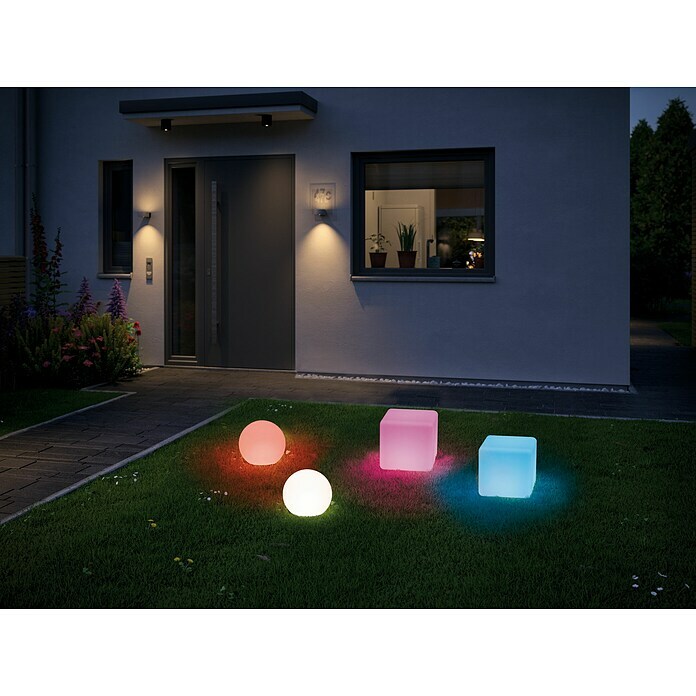 Paulmann Plug & Shine LED-Gartenstrahler Cube (2,8 W, Weiß, Per App steuerbar, IP65, L x B x H: 20 x 20 x 20 cm) | BAUHAUS