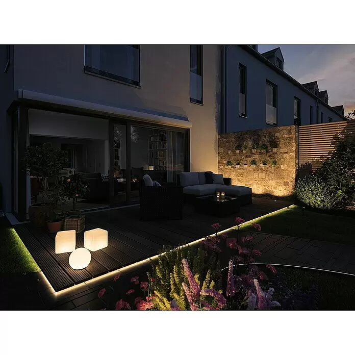 Paulmann Plug & Shine Basis-Set LED-Gartenstrahler Pike Smart Home Zigbee 3.0 - Anthrazit, Ø x H: 5 x 22,5 cm, 4,5 W, Per App steuerbar, IP44, 3 Stk. - Stimmungsaufnahme