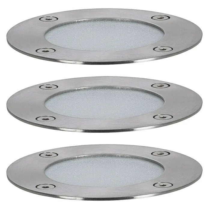 Paulmann Plug & Shine Basis-Set LED-Bodeneinbauleuchte Smart Home Zigbee - 3,6 W, Silber, Ø x H: 9,8 x 9,2 cm, Per App steuerbar, IP65 - Drei runde Bodeneinbaustrahler aus Edelstahl mit diffuser Glasabdeckung, ideal für die Garten- und Wegeleuchten.