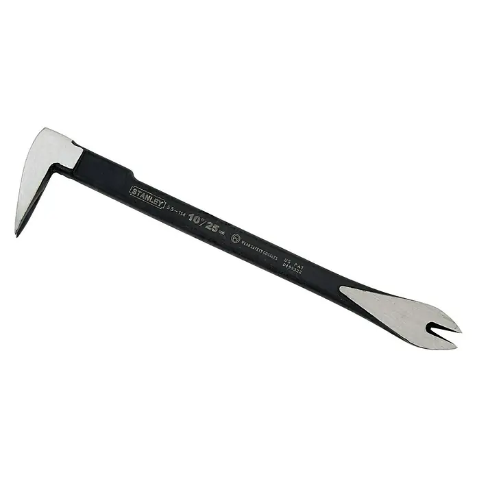 Stanley Präzisionseisen - Länge: 25 cm, AHS-Stahl - Der Stanley 55-114 Stangenhebel in Schwarz/Silber, ideal zum Heben und Entfernen von Nägeln. Kompaktes Design, 25 cm Länge.