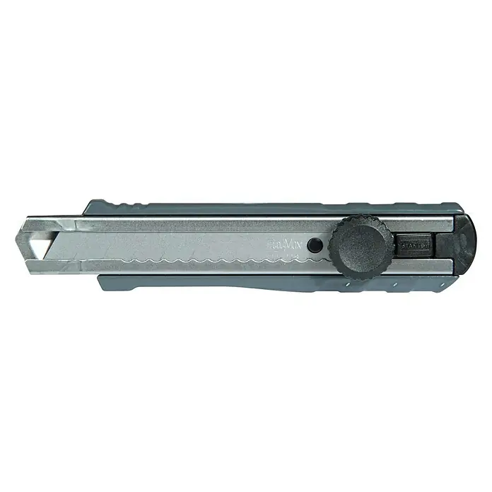 Stanley FatMax Cuttermesser - Klingenbreite: 18 mm, Abbrechklinge - Nahaufnahme eines Stanley Fatmax Messers, das sich durch seine robuste Bauweise und scharfe Klinge auszeichnet. Ideal für präzise Schneidarbeiten.