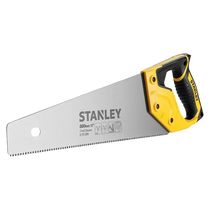 Stanley Handsäge Jetcut Fein - Blattlänge: 380 mm, 11 Stk. - Stanley Handsäge mit gelbem Griff und schwarzem Akzenten, ideal für Holzarbeiten. Präzise Schnitte durch die scharfe Sägeblattkonstruktion.