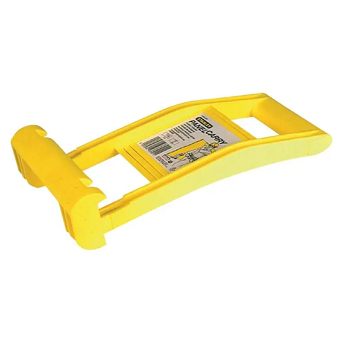 Stanley Plattenheber - Traglast: 91 kg, Geeignet für: Gipskartonplatten - Gelber Stanley Panel Carry, ein Werkzeug zum einfachen Tragen von Paneelen. Praktischer Helfer für den Transport von Plattenmaterialien.