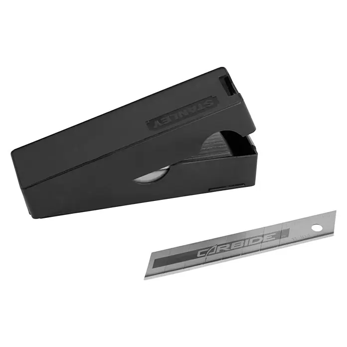 Stanley Abbrechklinge Carbide - 50 Stk. - Stanley-Messer mit schwarzem Gehäuse und einer Carbide-Klinge, ideal für präzise Schnitte.