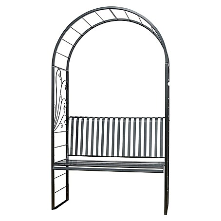 Rosenbogen mit Bank (Anthrazit, L x B x H: 120 x 50 x 210 cm)