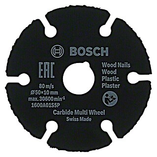 Bosch Disco de corte de carburo Carbide Multi Wheel (Diámetro: 50 mm, Espesor: 1 mm, Apto para: Madera)