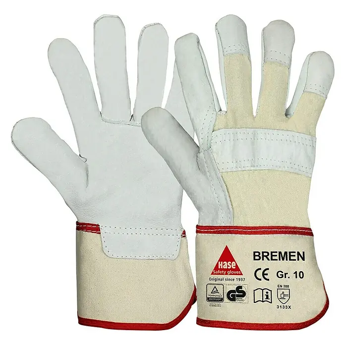Hase Safety Arbeitshandschuhe Bremen - Handschuhgröße: 10, Weiß - Ein Paar Bremen Arbeitshandschuhe von Hase Safety Gloves, ideal für verschiedene Arbeitsbereiche.