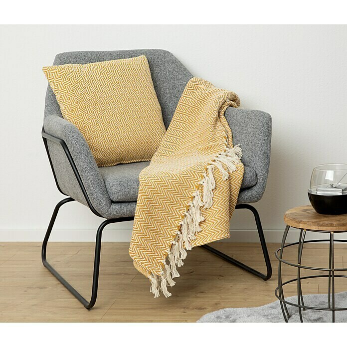 Decke Zigzag (Gelb, 170 x 130 cm, 100 % Baumwolle) | BAUHAUS | Baumwolldecken