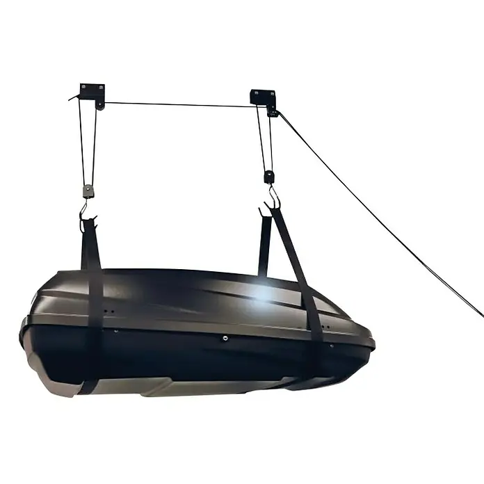 Fischer Fahrradlift ProfiPlus - Traglast: 57 kg, Passend für: Gerätschaften bis 57 kg - Dachbox-Halterung: Das Produkt zur Aufbewahrung einer Dachbox mit einem ausgeklügelten Aufhängungssystem, ideal für die Garage.