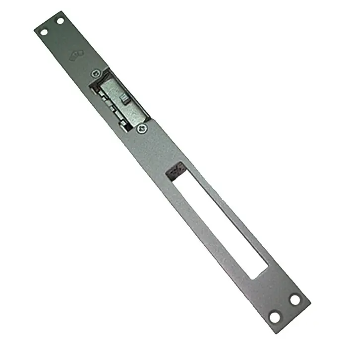 JiS Cerradura electrónica 1730-907G - L x An x Al: 250 x 22 x 28 mm, Apto para: Todas las puertas, Gris - Recibidor de cerradura metálico con recorte y orificios de montaje, ideal para puertas y sistemas de seguridad.