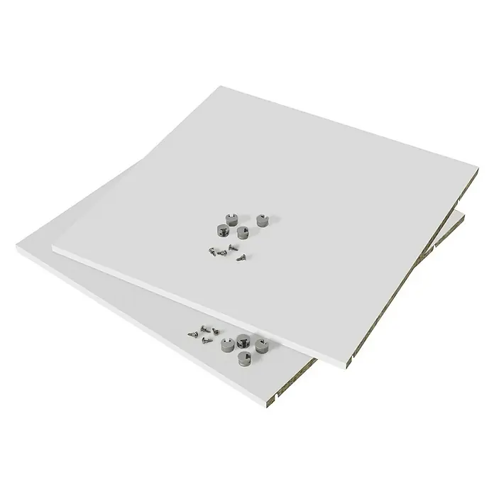 Finsa Set de estanterías para el armario - L x An x Al: 46,8 x 57,3 x 1,6 cm, Blanco - Dos estantes blancos con herrajes de montaje, esenciales para una instalación fácil y segura del estante.