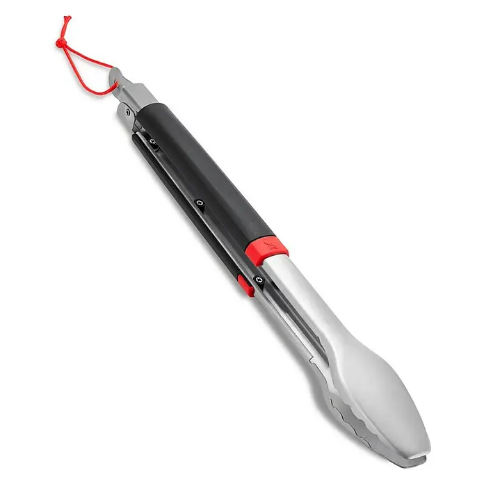 Weber Grillzange - Länge: 40,6 cm - Grillzange aus Edelstahl mit schwarzem Griff und rotem Detail. Zum sicheren Greifen und Wenden von Grillgut.