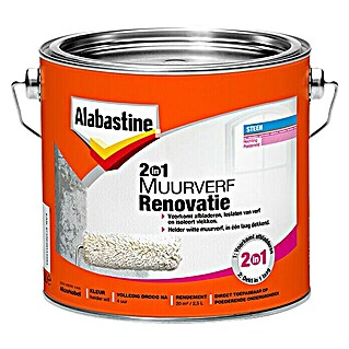 Alabastine Muurverf Renovatie Alles-in-1 Helder Wit (Wit, 2,5 l, Mat)