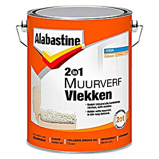 Alabastine Muurverf Vlekken 2 in 1 Helder Wit (Wit, 5 l, Mat)