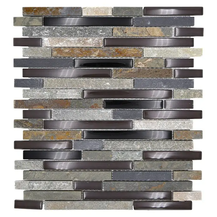 Mosaikfliese Crystal Mix XCM MV788 - 29,8 x 33,8 cm, Braun, Glänzend - Exquisites Mosaikfliesen-Design mit einer harmonischen Mischung aus Naturstein- und Glasakzenten für stilvolle Wandgestaltungen.